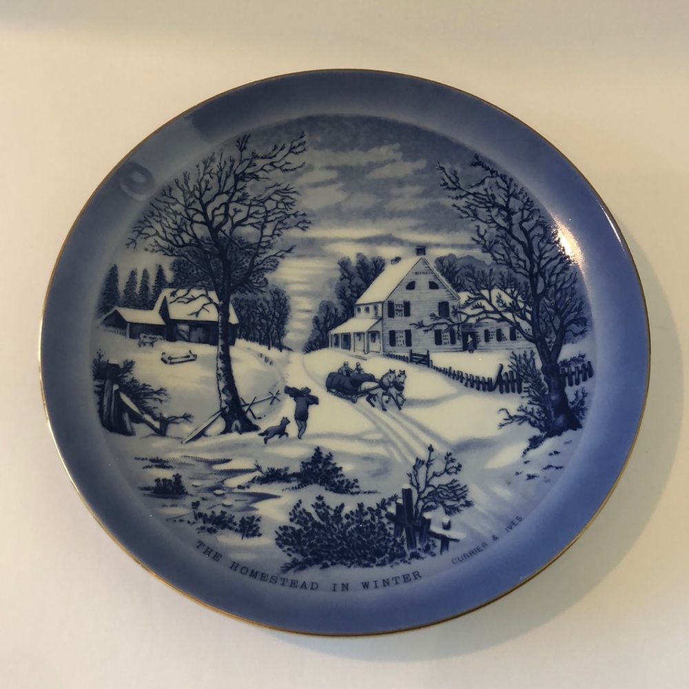 Vintage Currier & Ives Homestead in Winter Plate